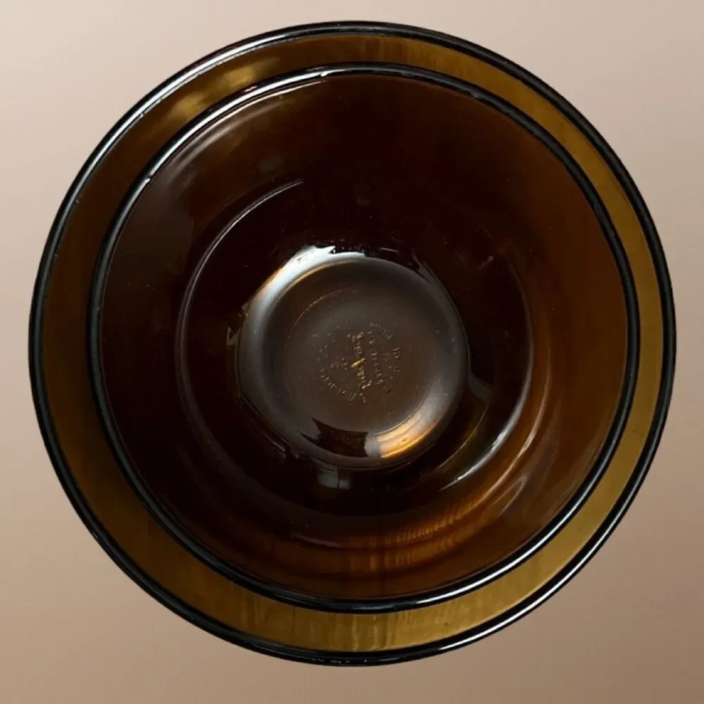 Vintage Set of 2 Anchor Hocking Ovenware Amber Glass Rimmed Mixing Bowls 2.5 1.5
